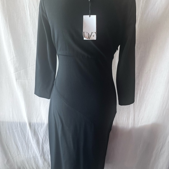 Diane Von Furstenberg Elegant Black Midi Dress NWT - Picture 2 of 10